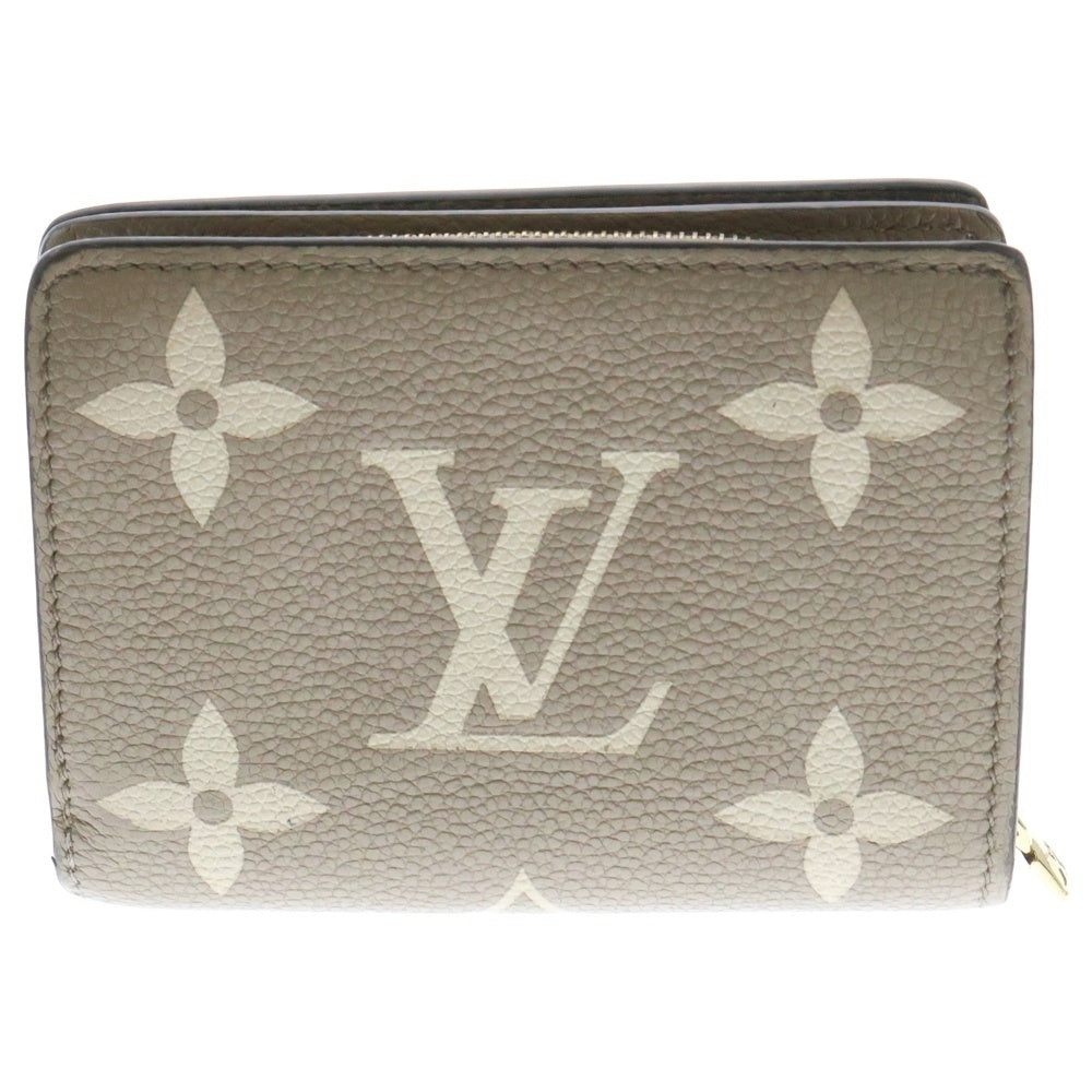 LOUIS VUITTON(ルイヴィトン) モノグラム・アンプラント ポルトフォイユ・クレア クレーム コンパクトウォレット 三つ折り財布 ベージュ×アイボリー ゴールド金具 M82370