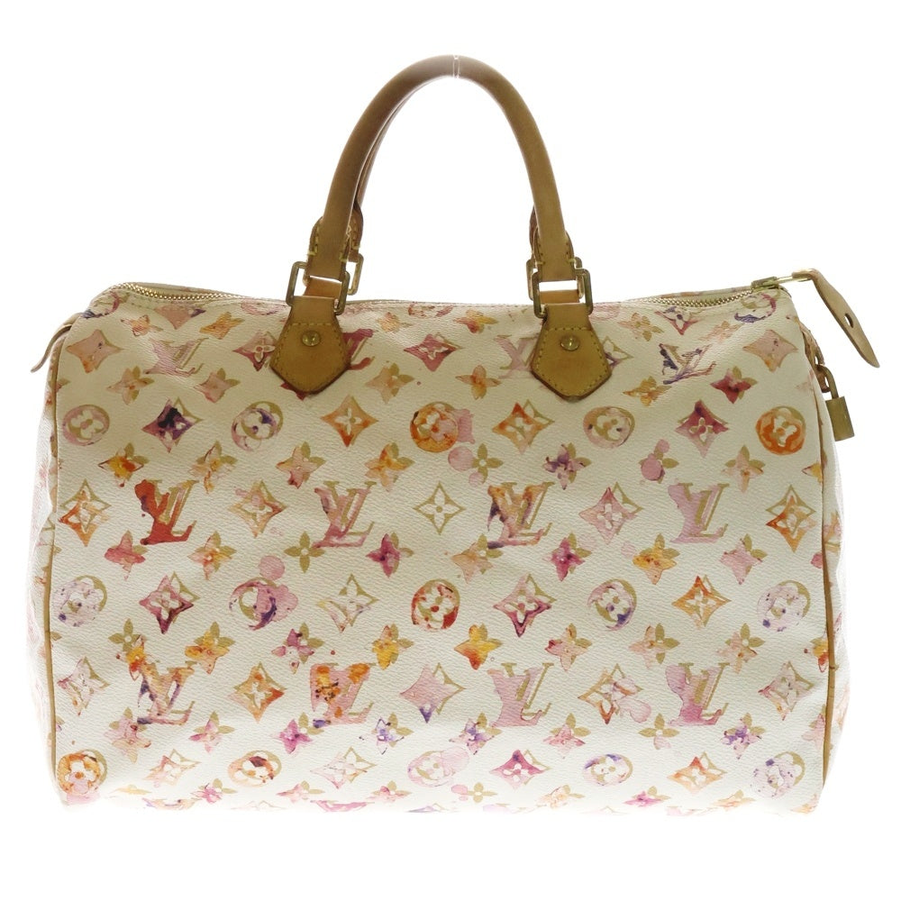 LOUIS VUITTON(ルイヴィトン) モノグラム ウォーターカラー スピーディ35 レザーハンドバッグ ホワイト M95752