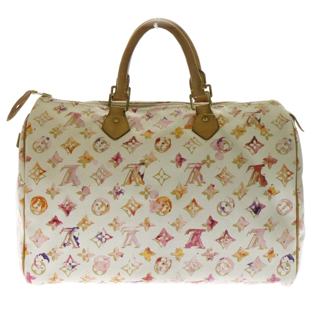 LOUIS VUITTON(ルイヴィトン) モノグラム ウォーターカラー スピーディ35 レザーハンドバッグ ホワイト M95752
