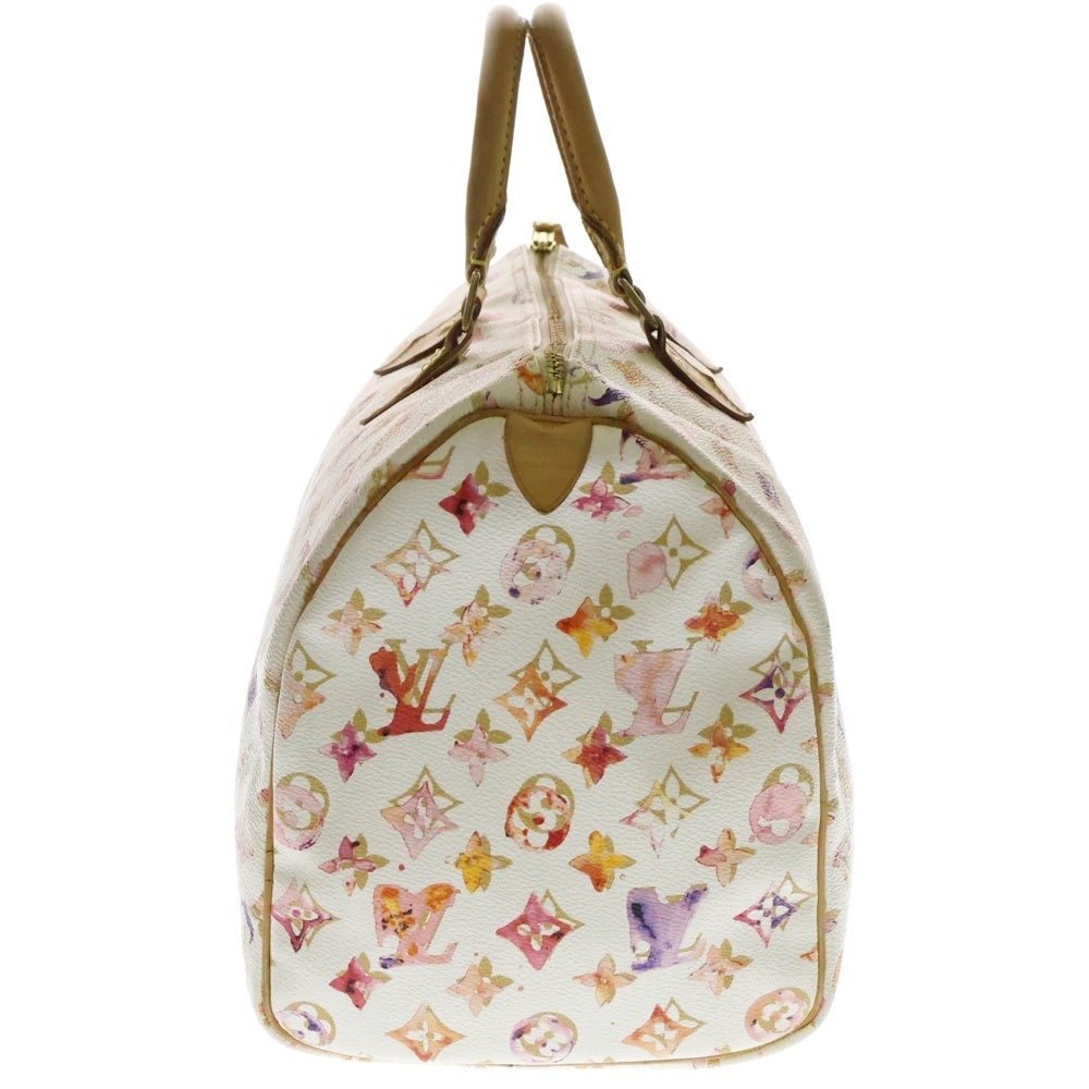 LOUIS VUITTON(ルイヴィトン) モノグラム ウォーターカラー スピーディ35 レザーハンドバッグ ホワイト M95752