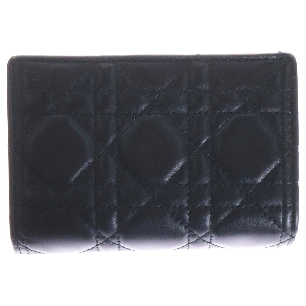 Christian Dior(クリスチャンディオール) My Dittany 二つ折り財布 コンパクトウォレット コインケース カードケース ブラック ゴールド金具 ラムスキン
