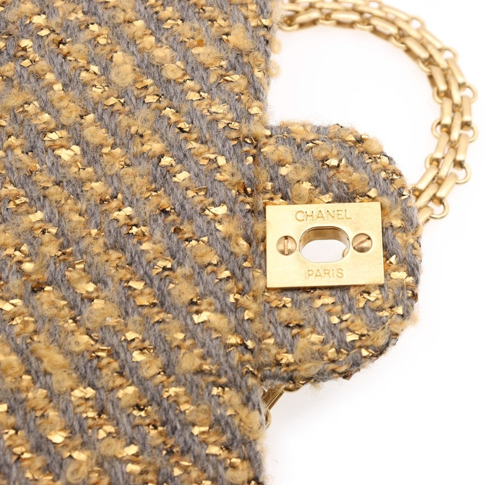CHANEL(シャネル) マトラッセ25 Wチェーン シングルフラップ ゴールド ツイード GD金具 ショルダーバッグ