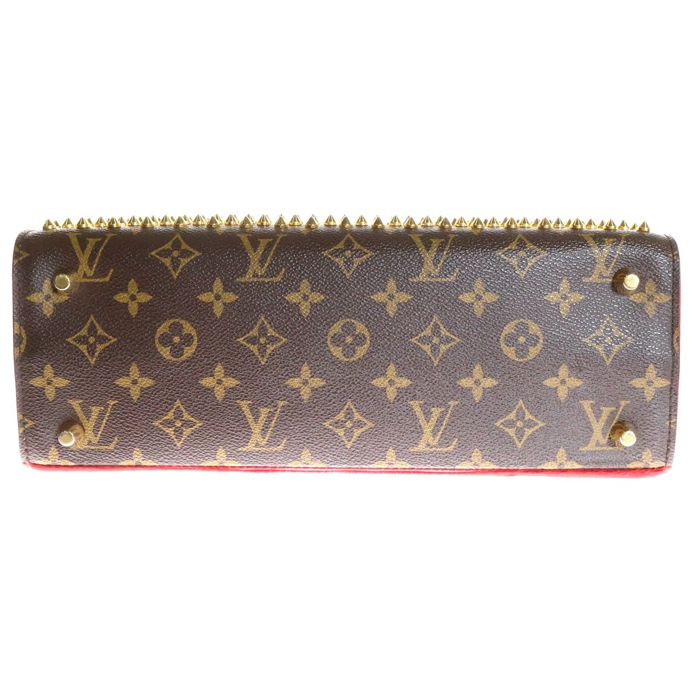 LOUIS VUITTON(ルイヴィトン) クリスチャンルブタン コラボ モノグラムスタッズ アイコノクラスト トートバッグ ハンドバッグ ブラウン×レッド ゴールド金具 レザー×PVC M41234