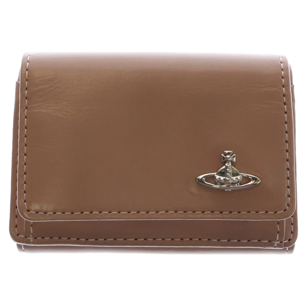 Vivienne Westwood(ヴィヴィアンウエストウッド) オーブロゴ レザー コンパクトウォレット 三つ折り財布 ピンク レディース