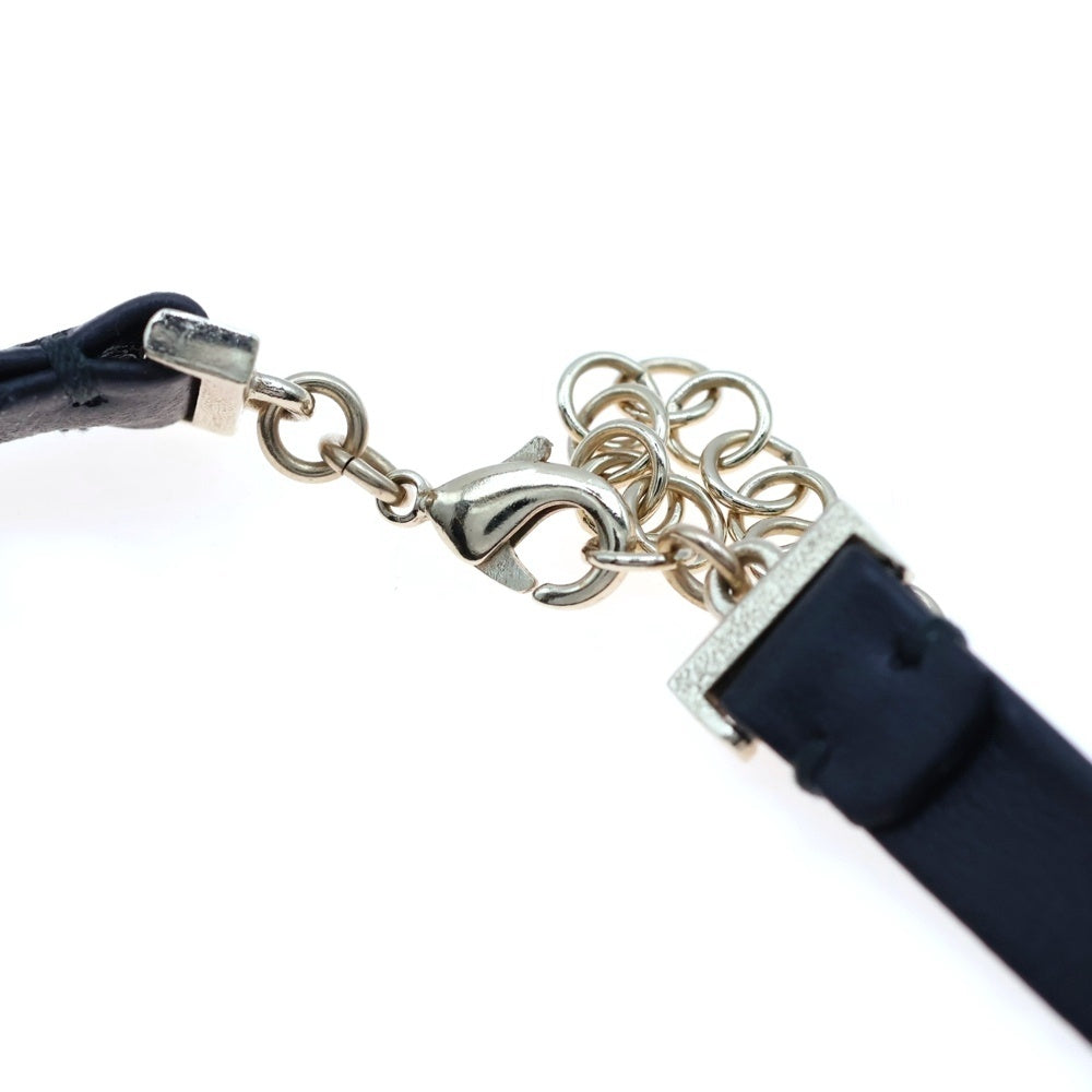 CHANEL(シャネル) ココマーク チョーカー ネックレス ハート GP×ラインストーン×レザー ブラック×ゴールド B22B