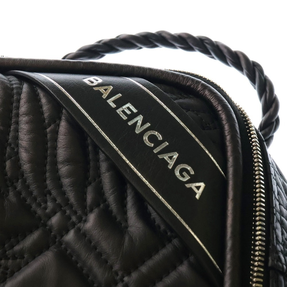 BALENCIAGA(バレンシアガ) ブランケット スクエアM キルティング エンボスロゴ 2WAY レザー ハンド ショルダーバッグ ブラック 466542