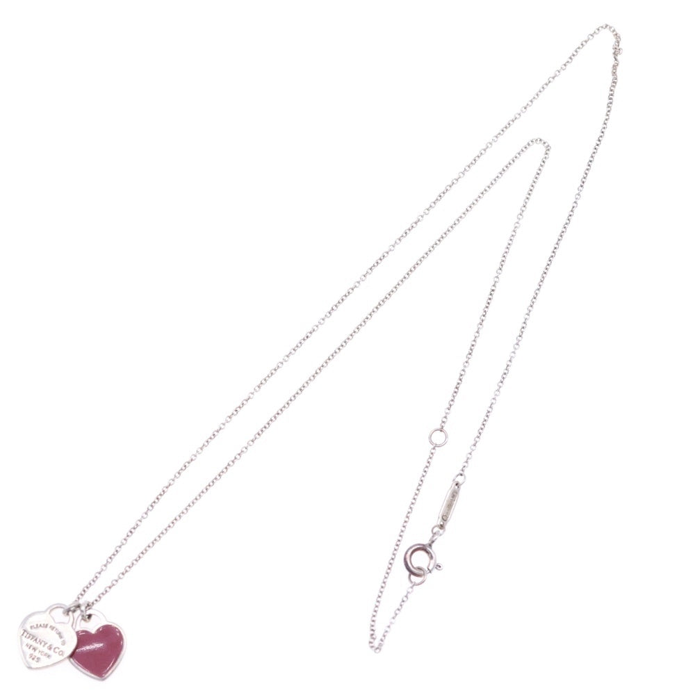 TIFFANY&Co(ティファニー) リターントゥティファニー ダブルハートネックレスペンダント シルバー×レッド SV925 2.7g
