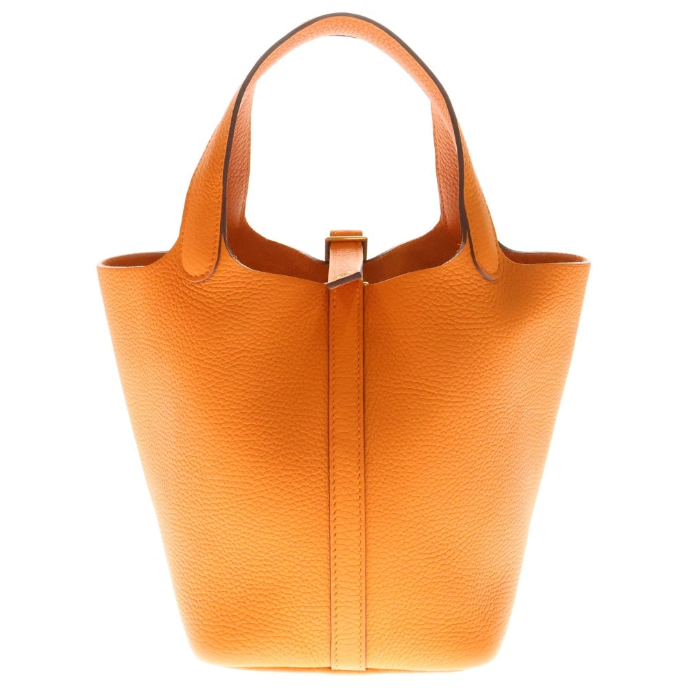 HERMES(エルメス) ピコタンロックPM オレンジ トリヨンクレマンス ハンドバッグ シルバー金具 U刻印