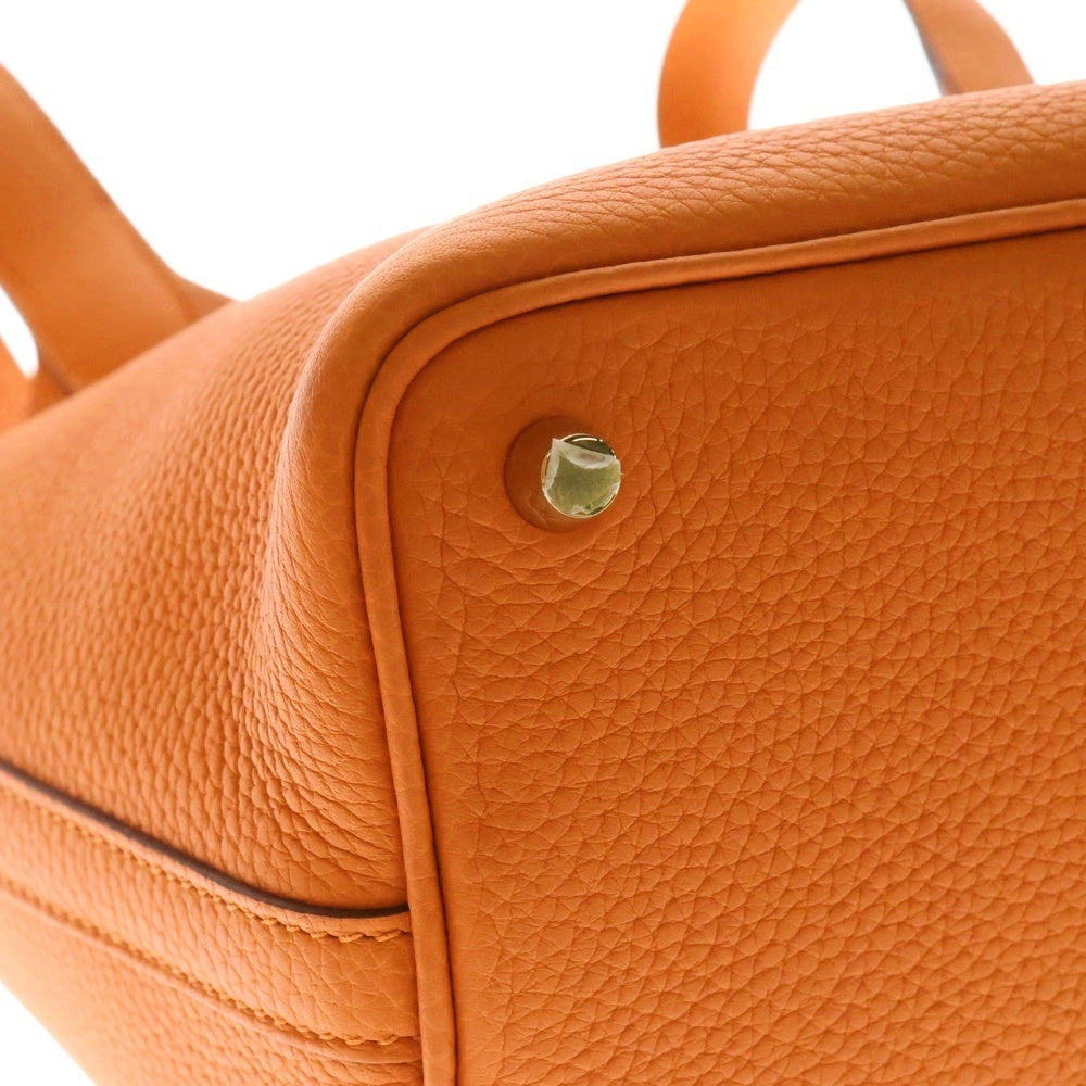 HERMES(エルメス) ピコタンロックPM オレンジ トリヨンクレマンス ハンドバッグ シルバー金具 U刻印