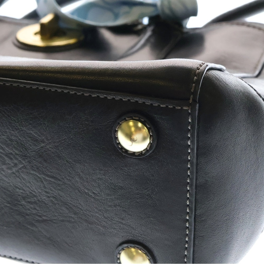 COACH(コーチ) ミディアムマデリン トートバッグ ハンドバッグ ブラック レザー ツイリー付き