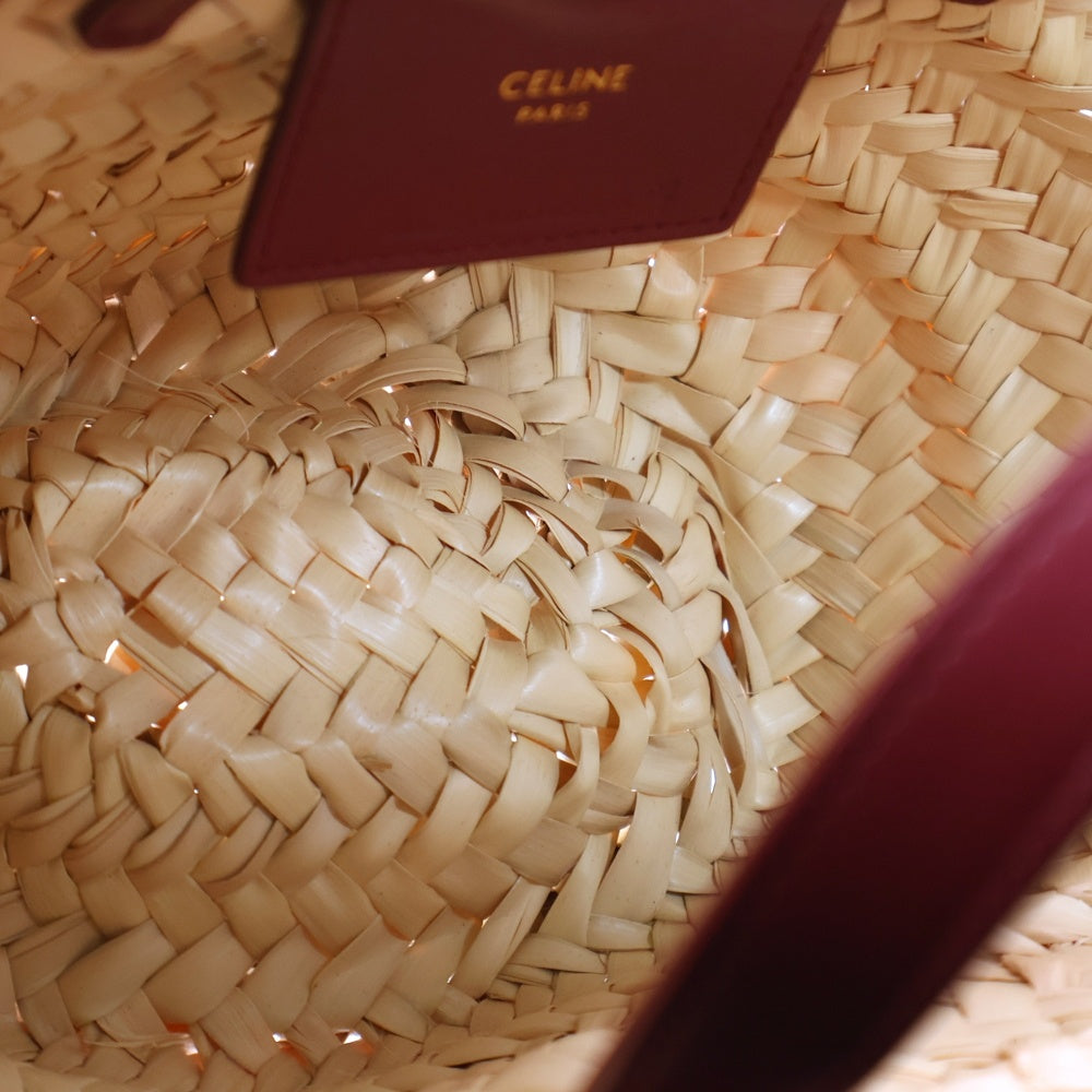 CELINE(セリーヌ) トリオンフ かごバッグ ミニ ベージュ×ボルドー ラフィア×レザー ハンドバッグ ショルダーバッグ