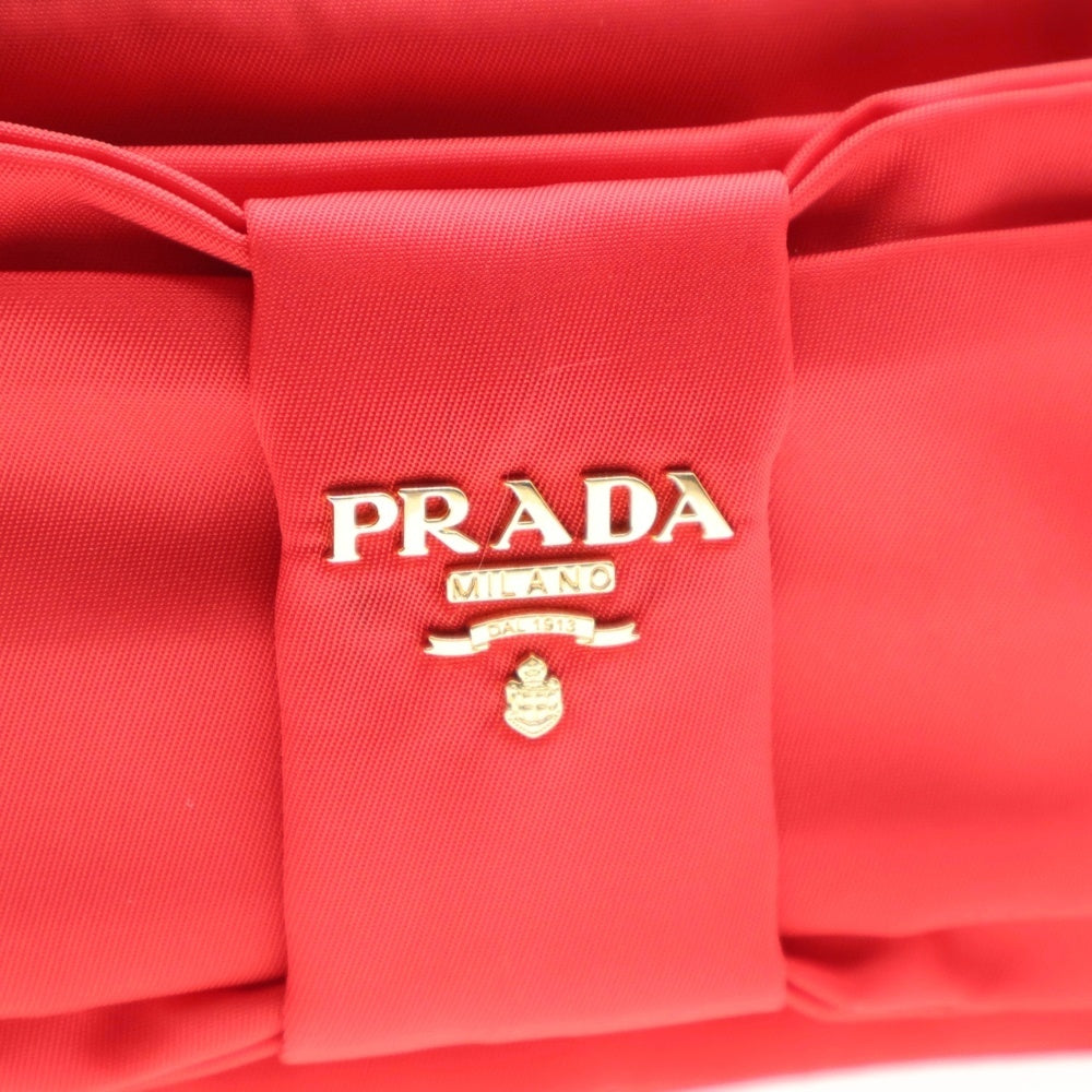 PRADA(プラダ) テスート リボン ショルダーバッグ ポーチ レッド ナイロン 1N1727