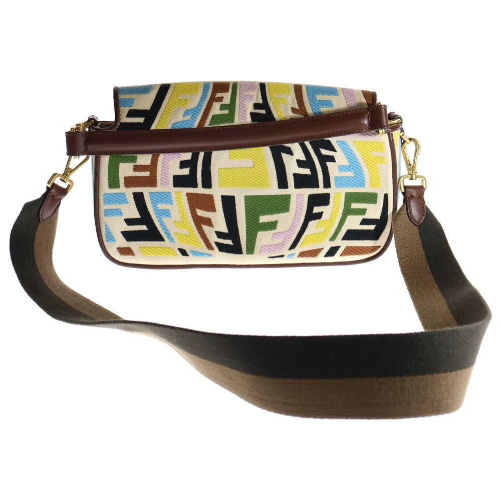 FENDI(フェンディ) マンマバケット FFロゴプレート ズッカ柄 レザー キャンバス 2WAY ハンド ショルダーバッグ ゴールド金具 マルチカラー ブラウン/イエロー 8BR600
