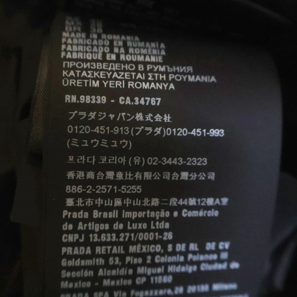 PRADA(プラダ) トライアングルロゴ シープファー フード付ナイロンダウンコート ブラック レディース 29E117 R212