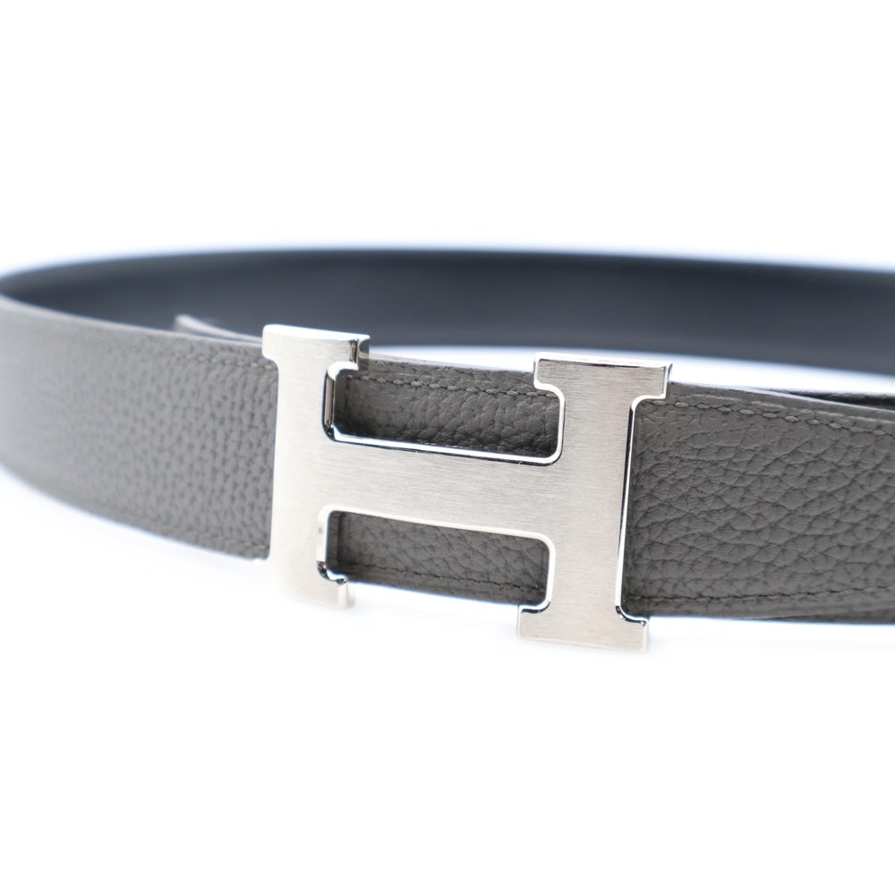 HERMES(エルメス) コンスタンスベルト Hバックル エタン トゴ ボックスカーフレザー リバーシブル シルバー金具 グレー/ブラック D刻印