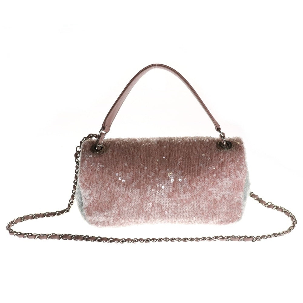CHANEL(シャネル) ミニマトラッセ23 ココマーク スパンコール レザー シングルフラップ チェーンショルダーバッグ シルバー金具 ピンク/グレー レディース 25番台