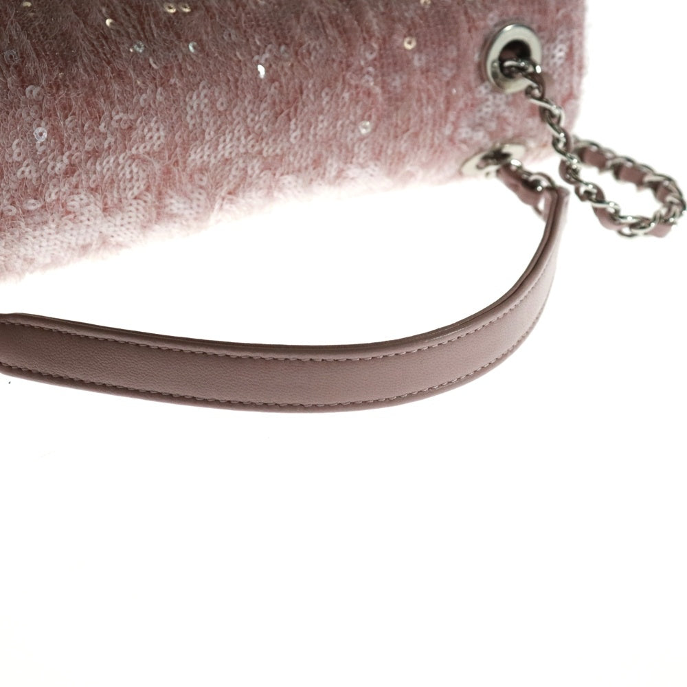 CHANEL(シャネル) ミニマトラッセ23 ココマーク スパンコール レザー シングルフラップ チェーンショルダーバッグ シルバー金具 ピンク/グレー レディース 25番台