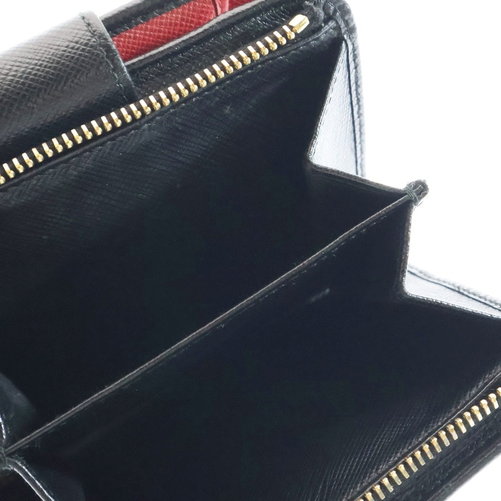 PRADA(プラダ) サフィアーノ コンパクトウォレット 二つ折り財布 コインケース ゴールド金具 ネイビー