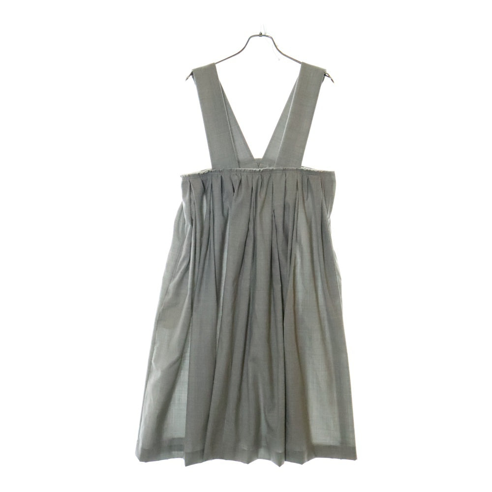 COMME des GARCONS(コムデギャルソン) 22SS AD022 カットオフ ウール ギャザー ミディアム吊りスカート グレー レディース NI-A003