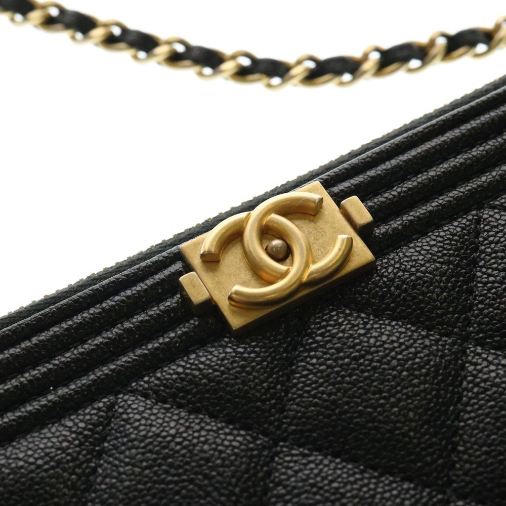 CHANEL(シャネル) ボーイシャネル チェーンウォレット ブラック キャビアスキン ショルダーバッグ A84069