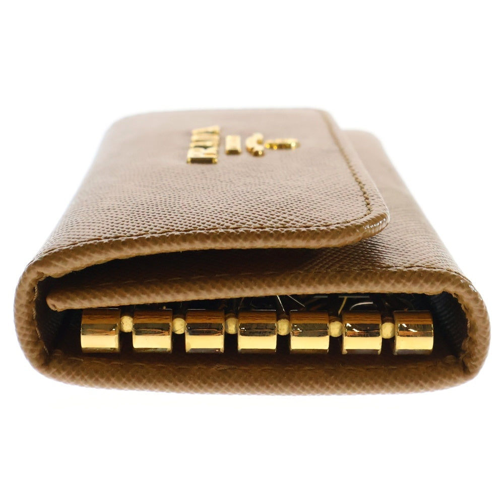 PRADA(プラダ) サフィアーノ 6連キーケース キーリング キーホルダー バッグチャーム ブラウン キャメル ゴールド金具 レザー 1M0222