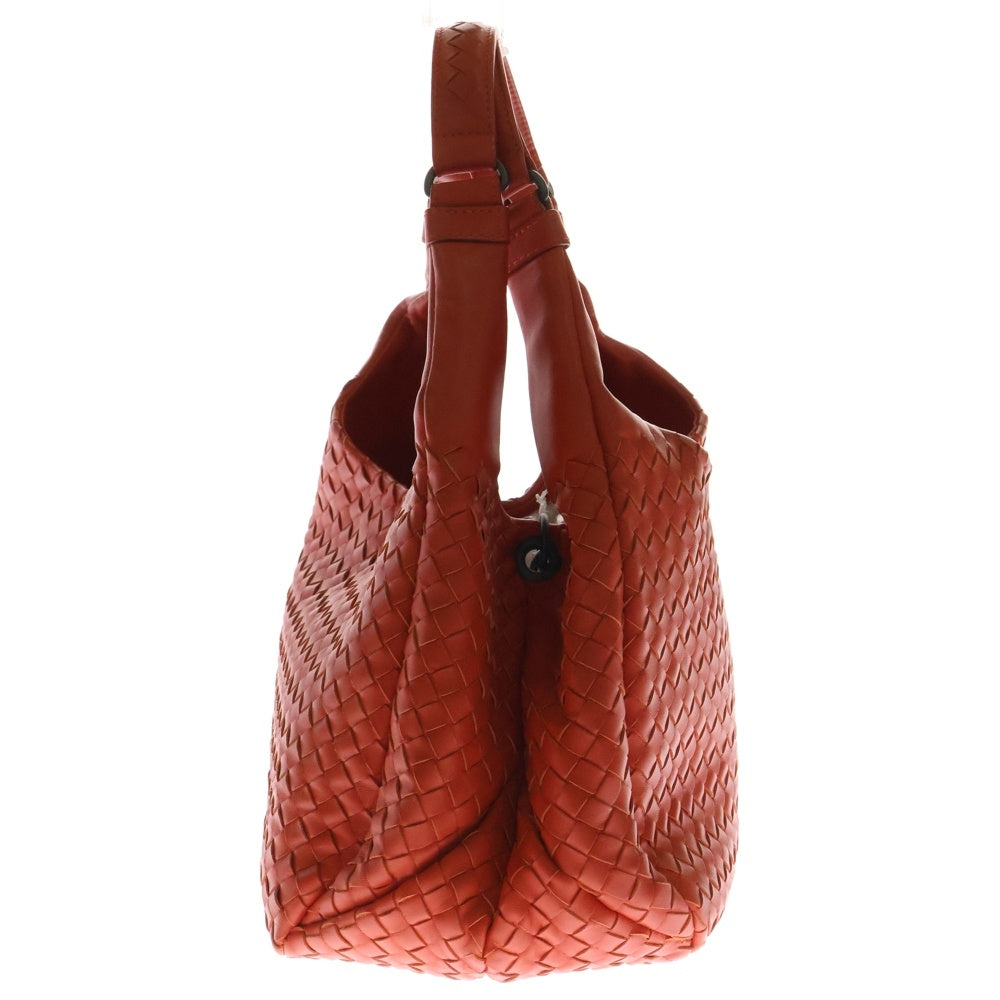 BOTTEGA VENETA(ボッテガヴェネタ) カンパーナ イントレチャート レザー ハンド ショルダーバッグ ガンメタ金具 オレンジ