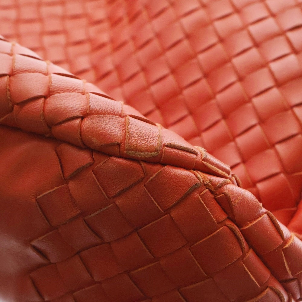 BOTTEGA VENETA(ボッテガヴェネタ) カンパーナ イントレチャート レザー ハンド ショルダーバッグ ガンメタ金具 オレンジ