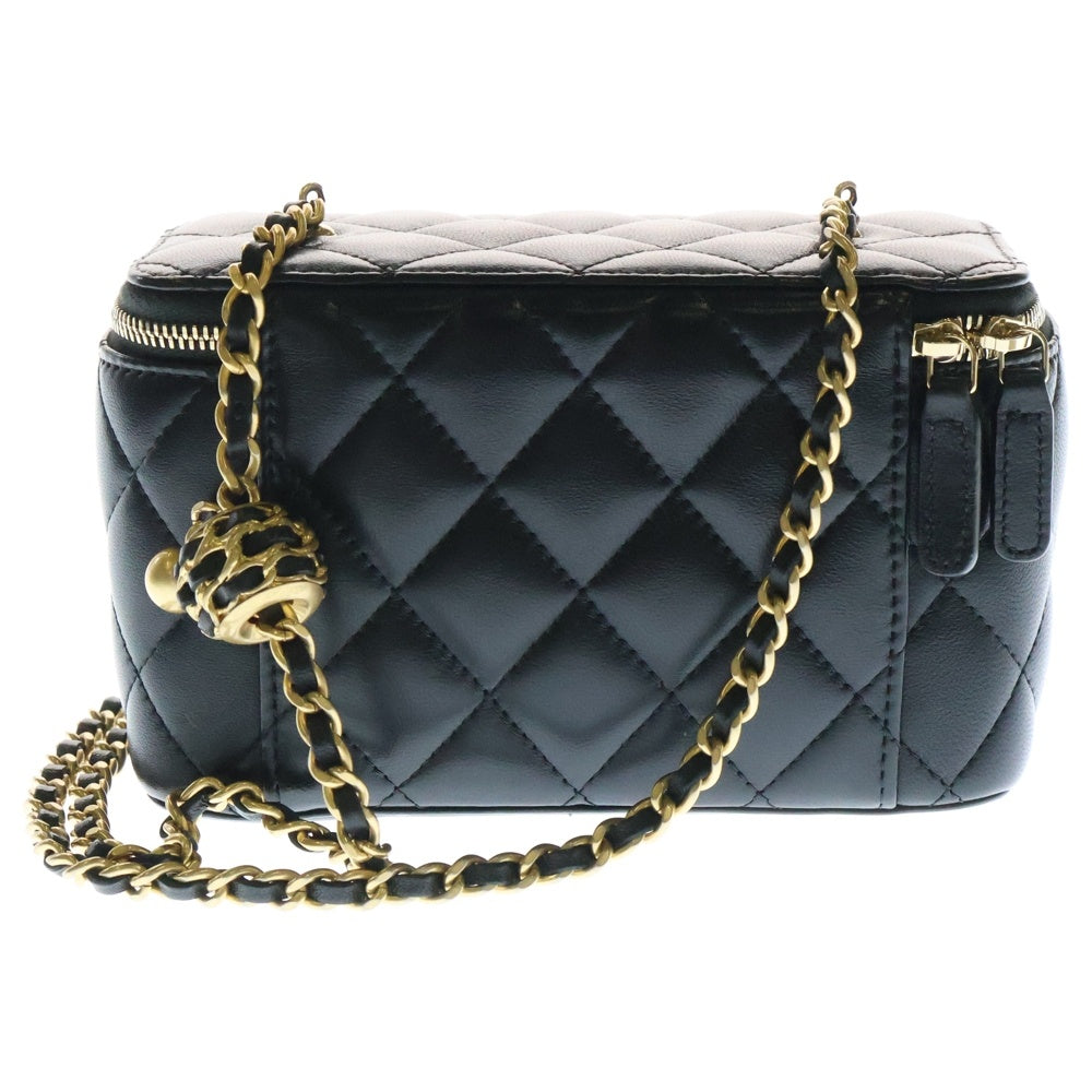 CHANEL(シャネル) ココマーク バニティ ラムスキン チェーンショルダーバッグ ブラック レディース