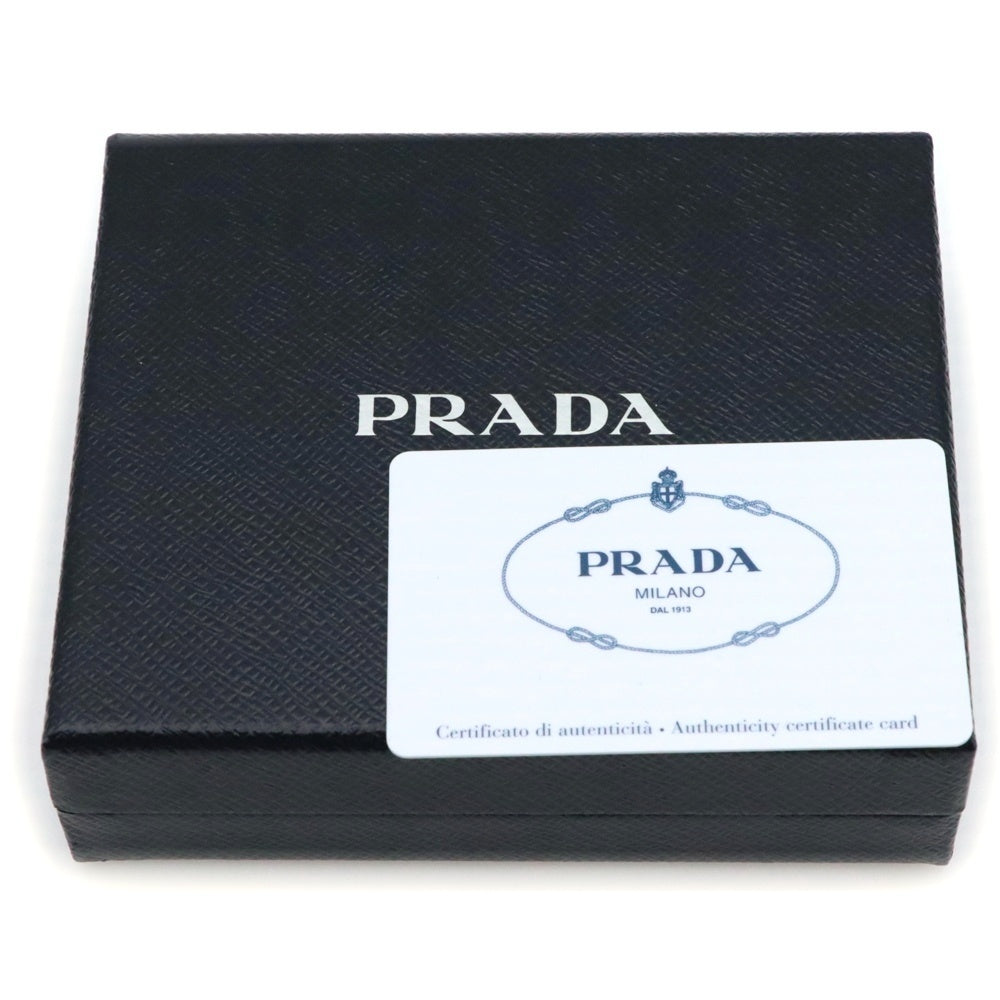 PRADA(プラダ) ロゴプレート サフィアーノレザー コンパクトウォレット 二つ折り財布 ピンク 1MV204
