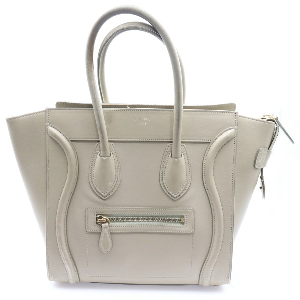 CELINE(セリーヌ) ラゲージ マイクロショッパー トートバッグ ハンドバッグ ゴールド金具 ベージュ レザー