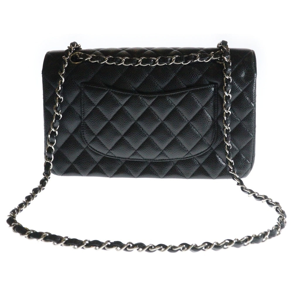 CHANEL(シャネル) マトラッセ25 ダブルフラップ ダブルチェーン ショルダーバッグ ブラック キャビアスキン シルバー金具