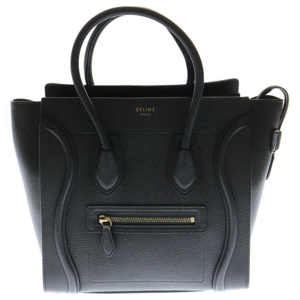 CELINE(セリーヌ) ラゲージ マイクロ トートバッグ ハンドバッグ ゴールド金具 ダークブラウン レザー