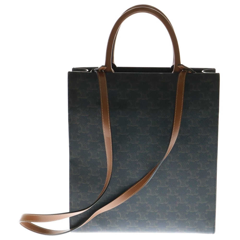 CELINE(セリーヌ) トリオンフ バーティカルカバ スモール 2WAYバッグ ハンドバッグ トートバッグ ショルダーバッグ ブラウン ゴールド金具 レザー×PVC