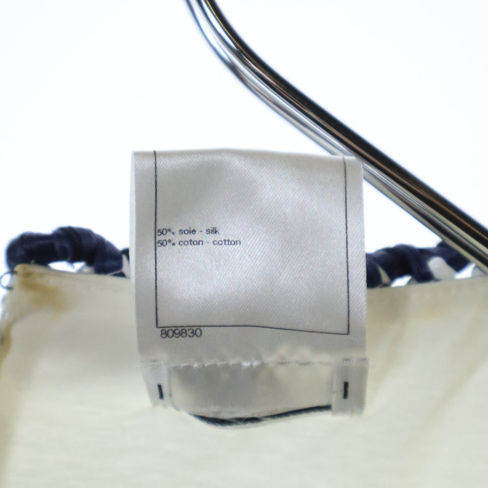 CHANEL(シャネル) シルク コットン ココマークボタン チェーンデザイン ノースリーブ ワンピース ドレス ネイビー/ホワイト レディース P47919W05472