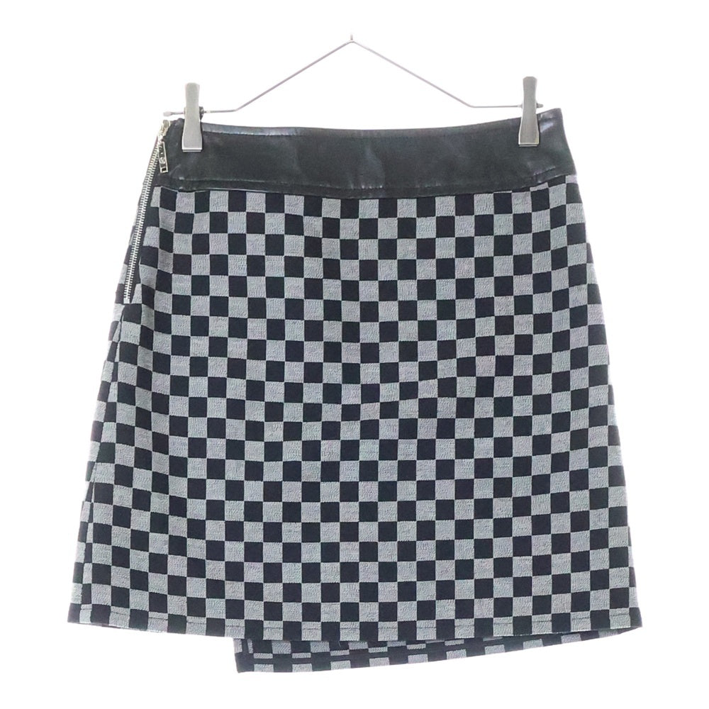 LOUIS VUITTON(ルイヴィトン) 17SS ダミエ LVロゴバックル レザー切替スカート ブラック レディース RW171W XDY FBSK07