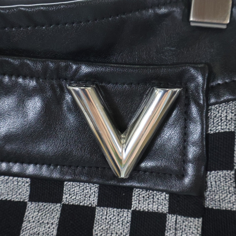 LOUIS VUITTON(ルイヴィトン) 17SS ダミエ LVロゴバックル レザー切替スカート ブラック レディース RW171W XDY FBSK07