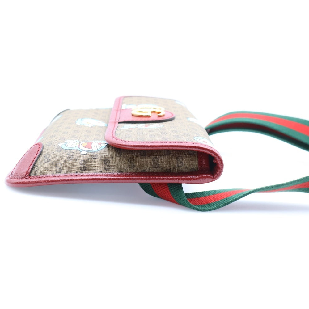 GUCCI(グッチ) ドラえもん GGスプリーム ウエストバッグ ベージュ×ボルドー PVCレザー 647617