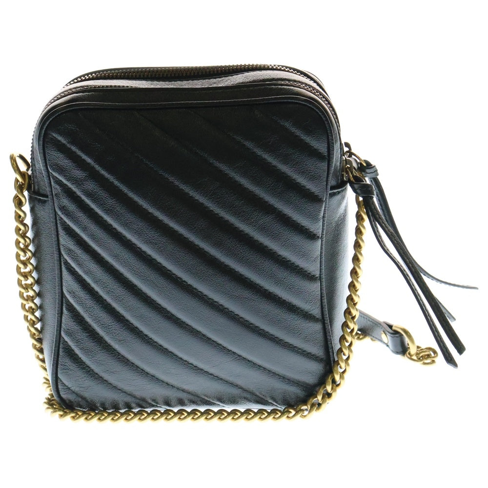 GUCCI(グッチ) GGマーモント ショルダーバッグ チェーンバッグ ブラック ゴールド金具 レザー 550155