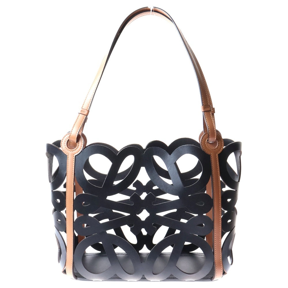 LOEWE(ロエベ) カットアウト トートバック ブラウン×ブラック レザー×キャンバス
