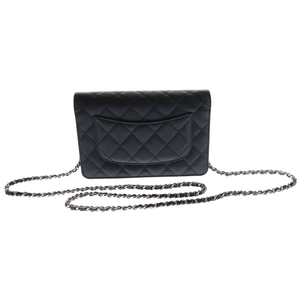 CHANEL(シャネル) マトラッセ チェーンウォレット ショルダーウォレット 財布 ショルダーバッグ ブラック シルバー金具 キャビアスキン AP0250