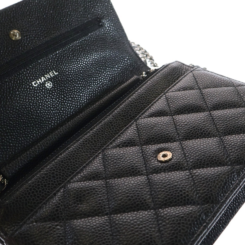 CHANEL(シャネル) マトラッセ チェーンウォレット ショルダーウォレット 財布 ショルダーバッグ ブラック シルバー金具 キャビアスキン AP0250