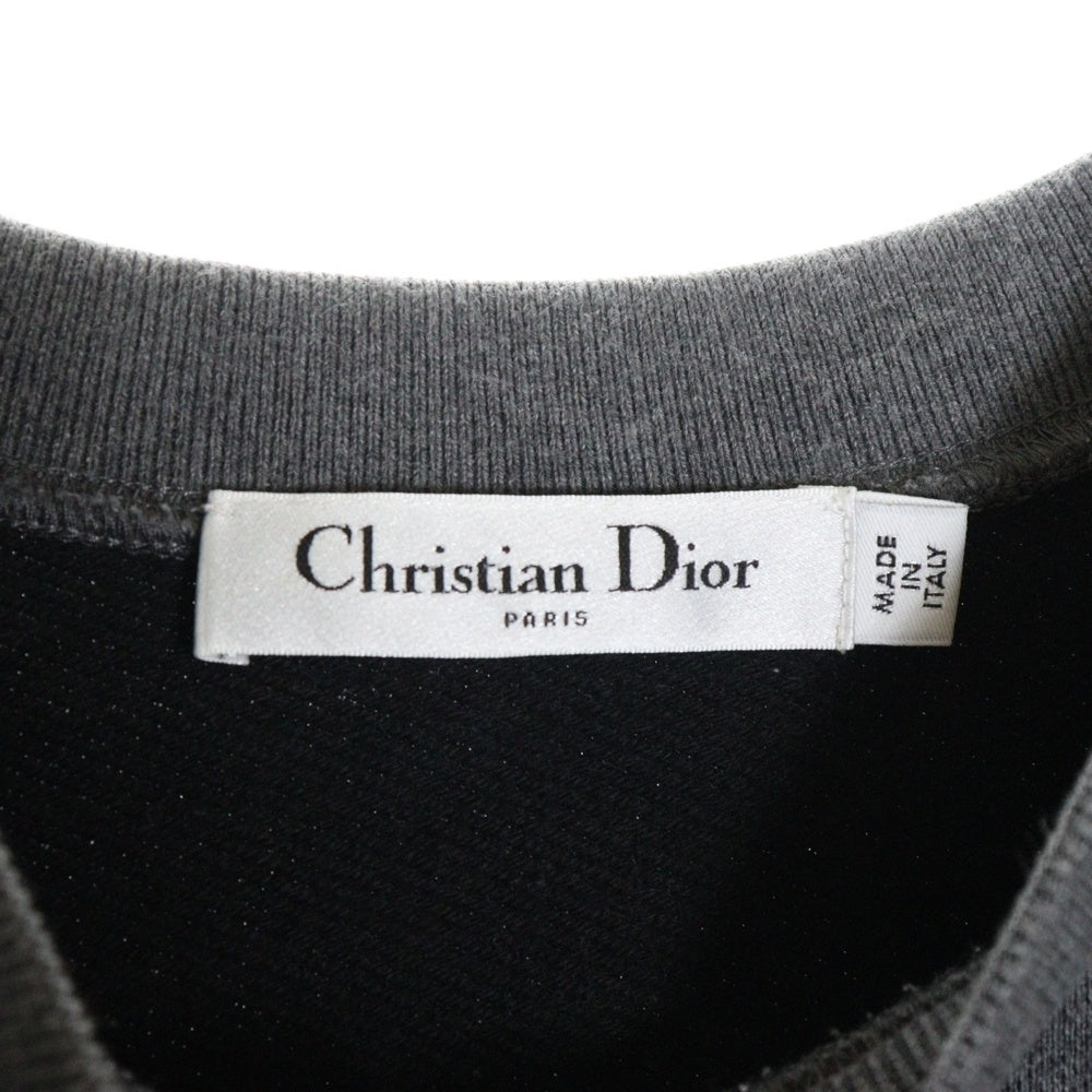 Christian Dior(クリスチャンディオール) アムールグラフィティ ハート刺繍 クルーネック プルオーバースウェットトレーナー グレー レディース 053S01A4601