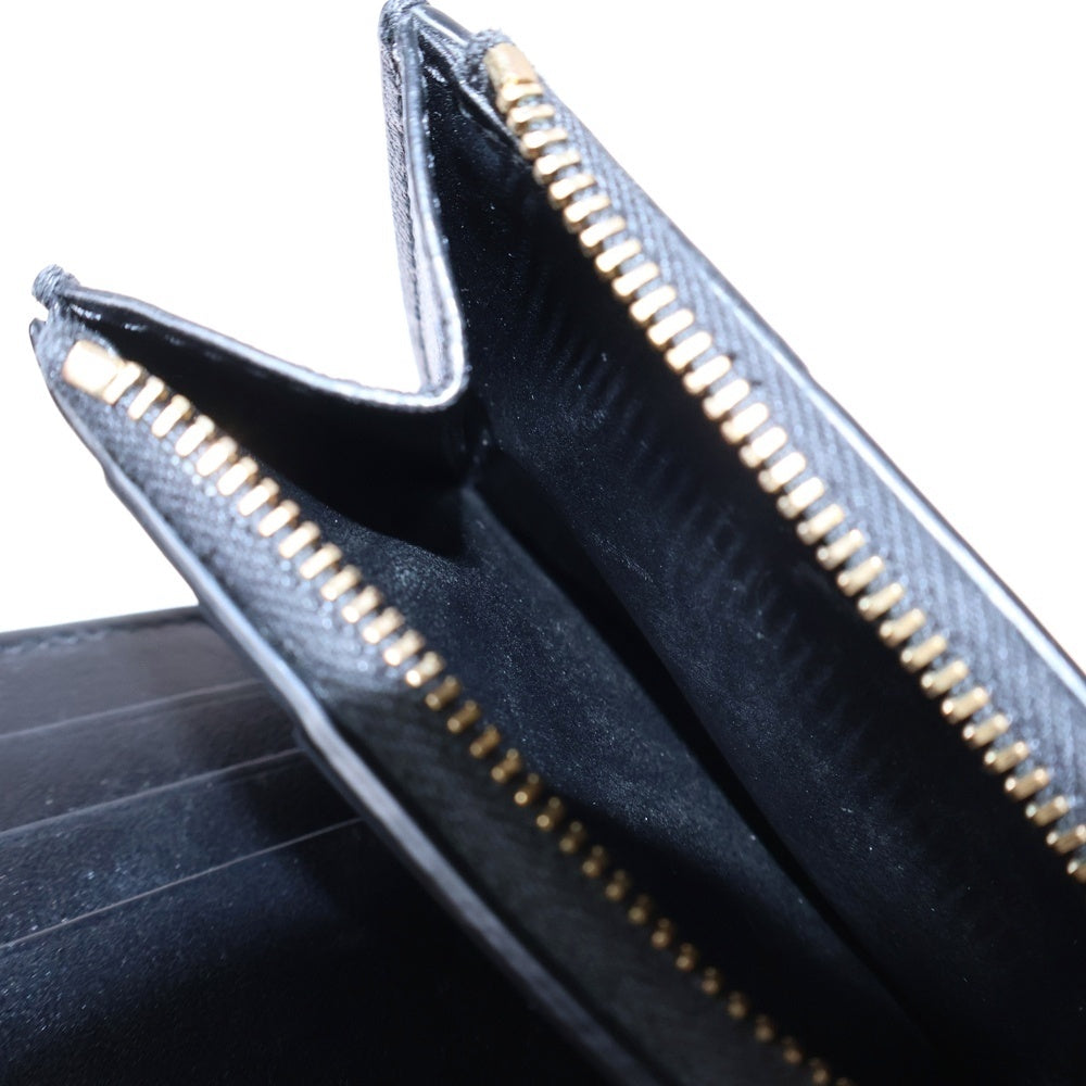 BOTTEGA VENETA(ボッテガヴェネタ) イントレチャート 2つ折り財布 コンパクトウォレット コインケース ブラック レザー ゴールド金具
