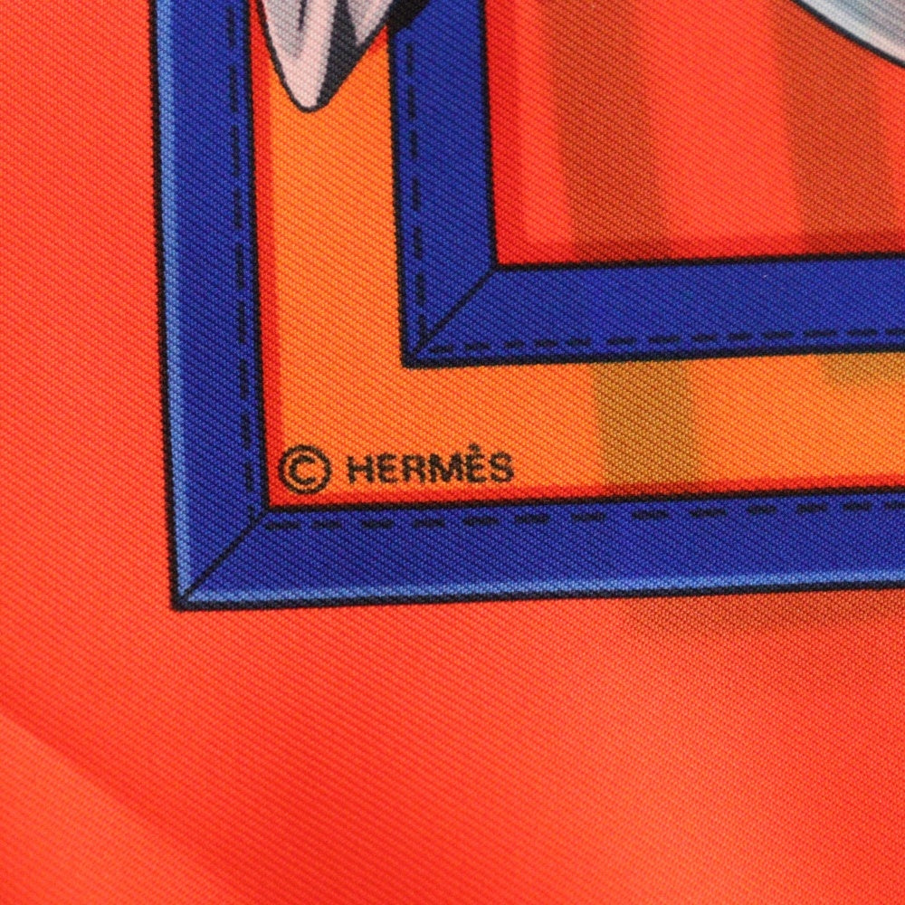 HERMES(エルメス) カレ90 スカーフ ホース オレンジ レッド シルク