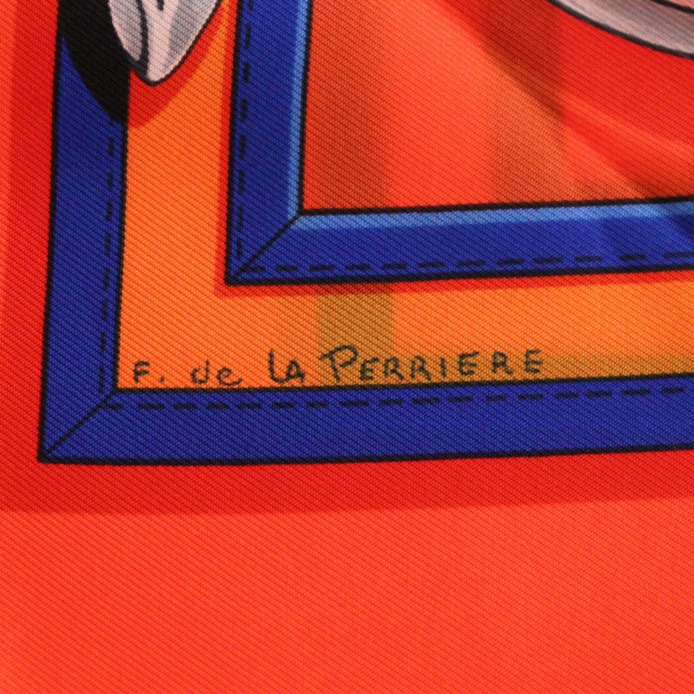 HERMES(エルメス) カレ90 スカーフ ホース オレンジ レッド シルク