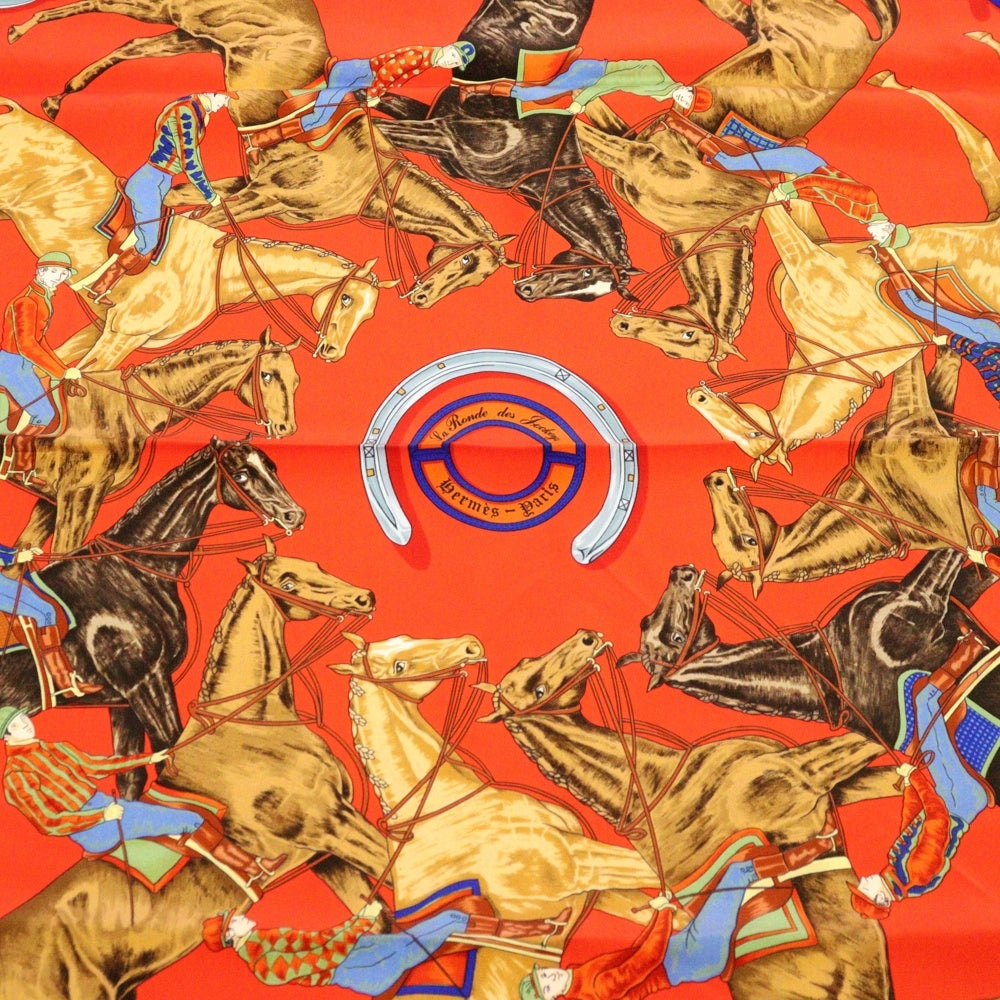 HERMES(エルメス) カレ90 スカーフ ホース オレンジ レッド シルク