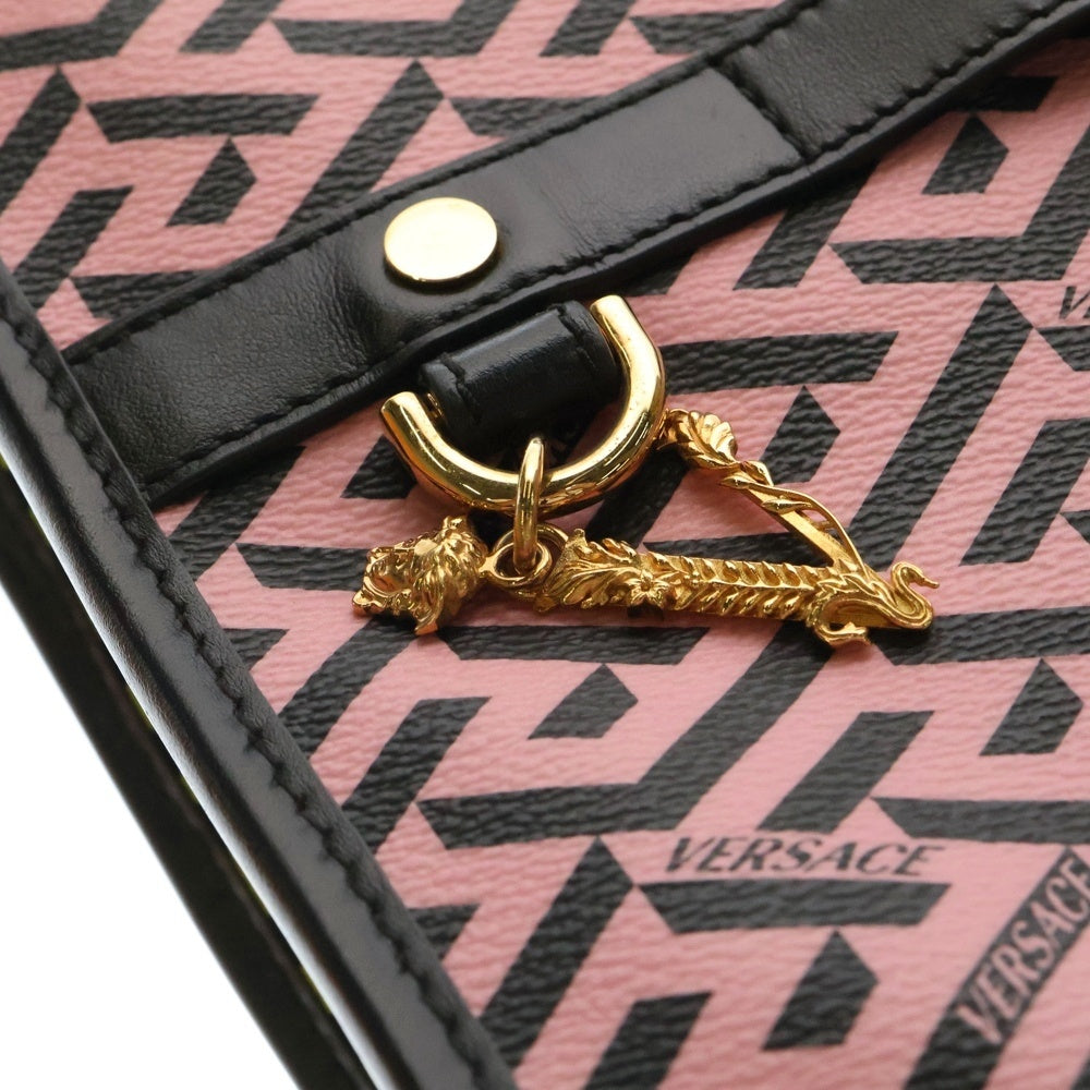 VERSACE(ヴェルサーチ) グレカ トートバッグ ハンドバッグ ピンク×イエロー×パープル マルチカラー ゴールド金具
