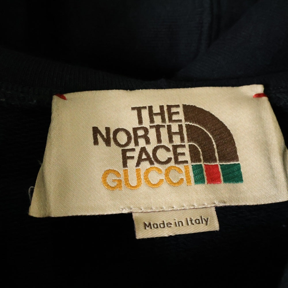 GUCCI(グッチ) 21SS ×THE NORTH FACE ザ ノースフェイス フロントロゴプリント プルオーバースウェットパーカー フーディー ブラック/イエロー 651724