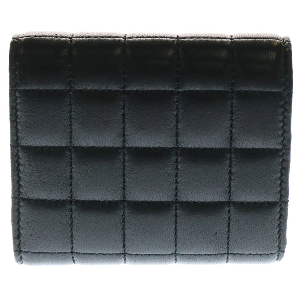 SAINT LAURENT PARIS(サンローランパリ) カサンドラ マトラッセ 三つ折り財布 コンパクトウォレット コインケース ゴールド金具 レザー ブラック 800763