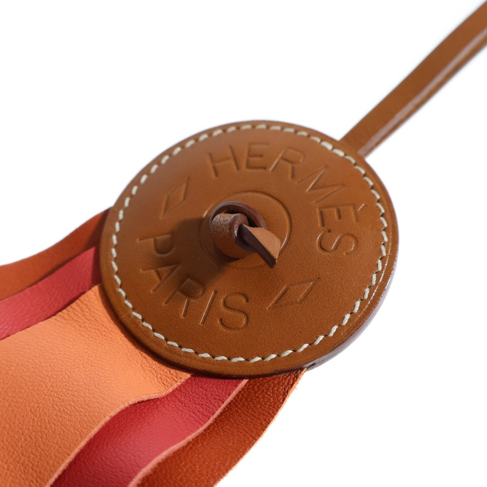 HERMES(エルメス) パドック フロット ヴァッシュハンター バッグチャーム ストラップ レザー ブラウン×レッド